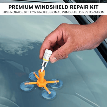 Windshield puncture repair tool kit